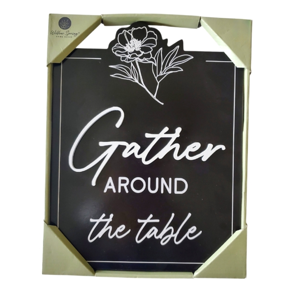 NIB Willow Springs Gather Around The Table Home Decor‎ Sign Farmhouse 13"x10"